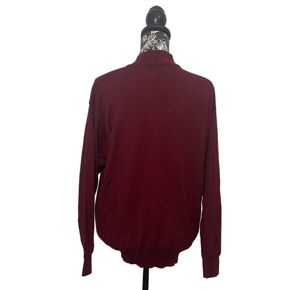 Linea Uomo Long Sleeve Mock Neck Knit Sweater Merino Wool Blend Italy Red Large - Picture 8 of 9